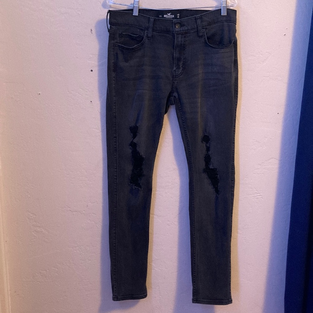 Hollister Skinny Stretch Distressed Black Jeans